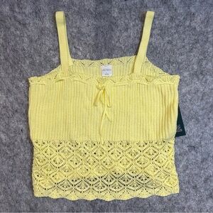 Wild Fable Spring Lemon Yellow Knit Camisole Tank Top cropped Size Large